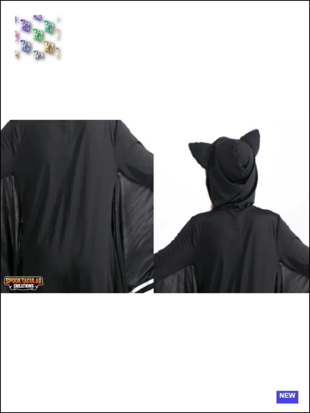 Glow in the Dark Bat Costume Jumpsuit with Hood for Kids Halloween Cosplay